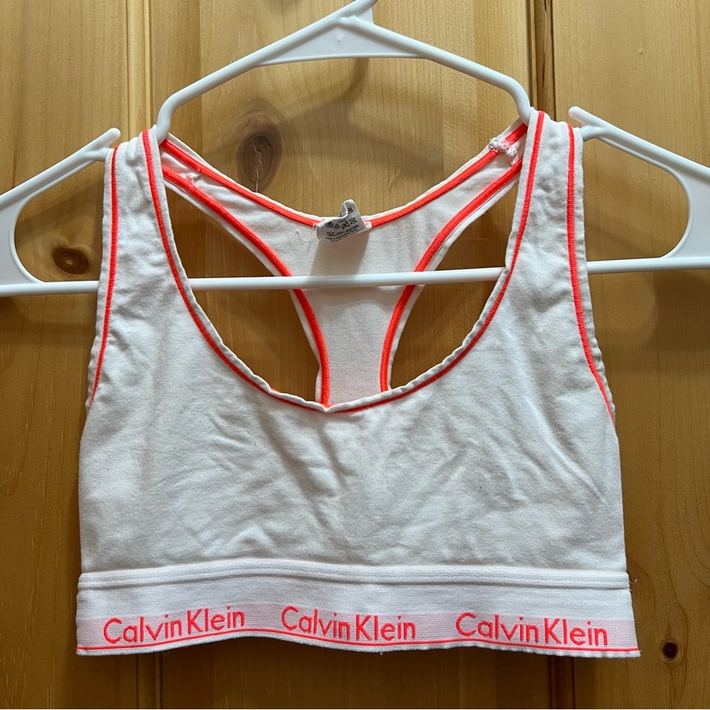 Calvin Klein S modern cotton white/coral bralette logo
